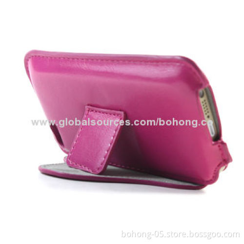 Leather case for iPhone 5S with kickstand, various colors are available